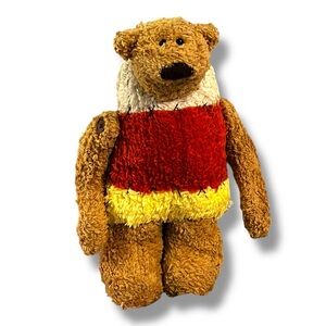 Vintage Candy Corn Bear Halloween Plush Jointed 11” Stuffed Animal Decor 90s